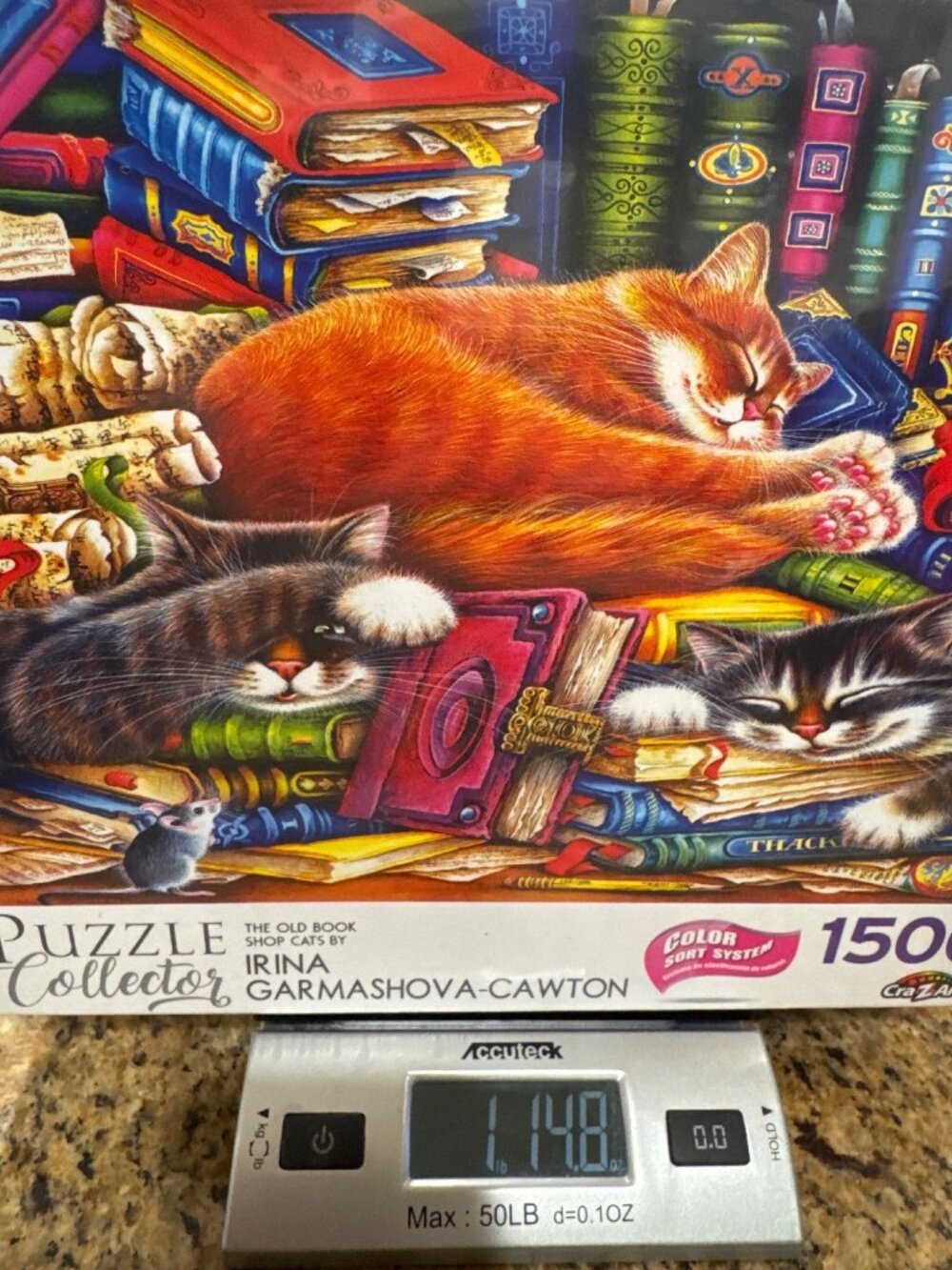 Puzzle Collector 1500 Piece Puzzle The Old Book Shop Cats 10 yrs+ 23”x33” New - Picture 13 of 13